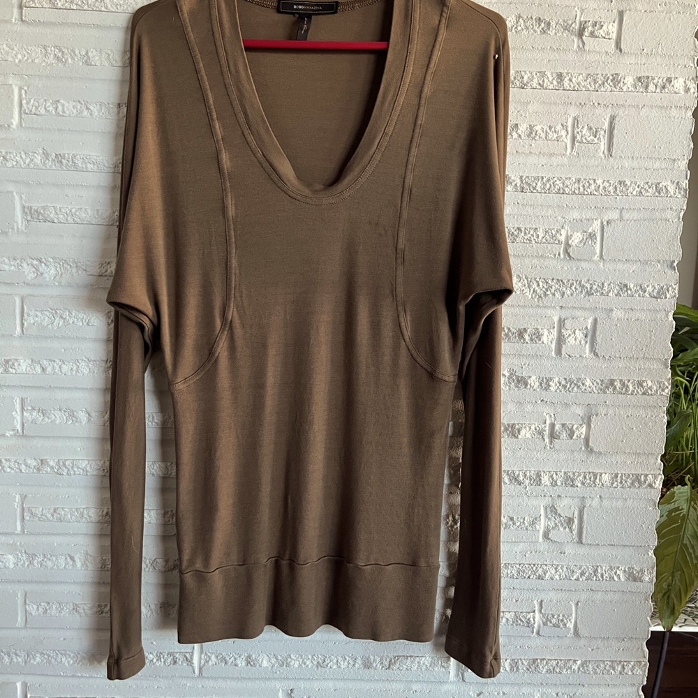 BCBG Maxazria brown/taupe shirt - Picture 4 of 6